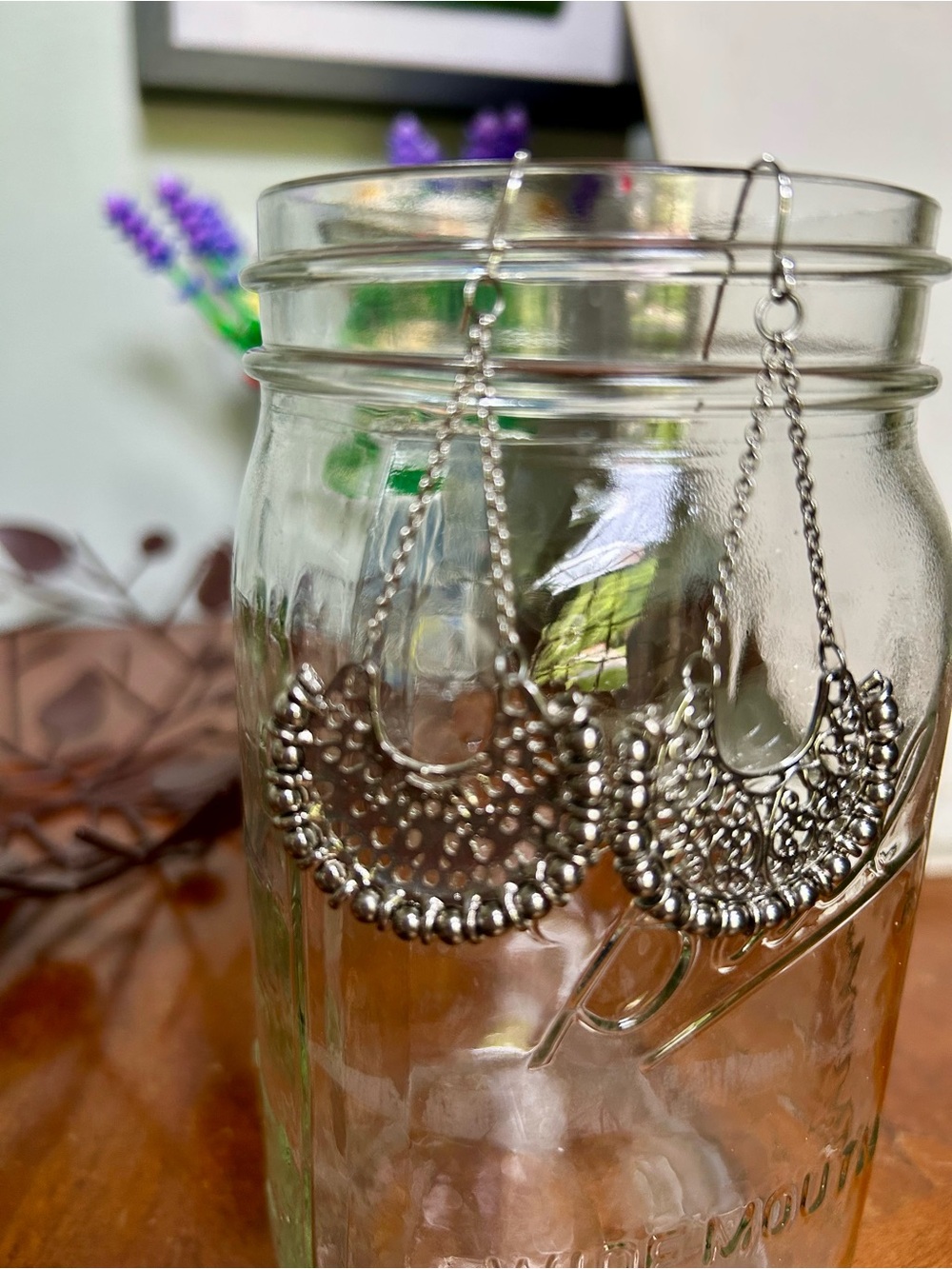 Boho Filigree Silver Dangle Earrings